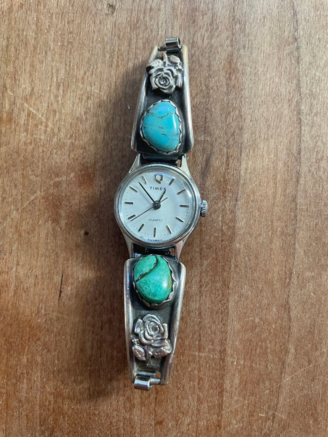 Vintage Turquoise Silver Native American Watch Band Stretch W/ Etsy