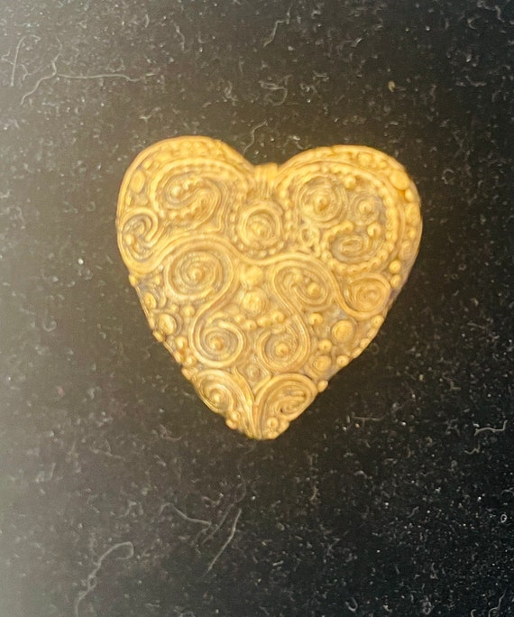 Broche Coeur Vintage En Métal Doré Signée Jean-Louis Scherrer