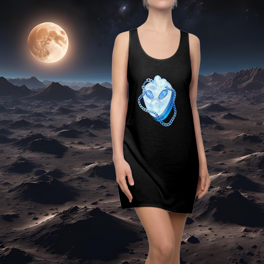 Racerback Dress, Extraterrestrial Heart Chain Lunar Surface Alien ...