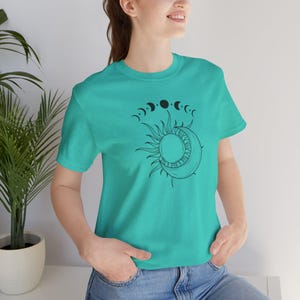 Moon Phases and Sun with Moon Unisex Tee, Celestial Shirt, Lunar Cycle T-Shirt, Astronomy Top, Space Lover Gift, Cosmic Graphic Tee
