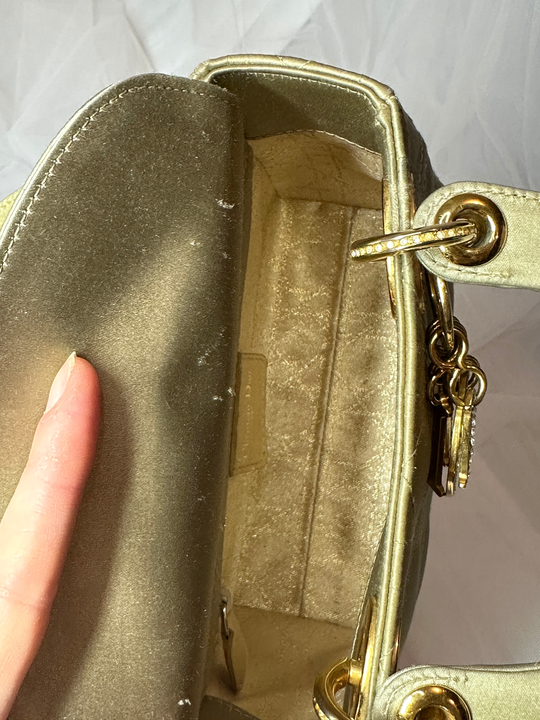 Authentic Vintage Dior Lady Dior Mini in Satin Green/gold Authentic Vintage Dior Lady Dior Mini in Satin Green/gold