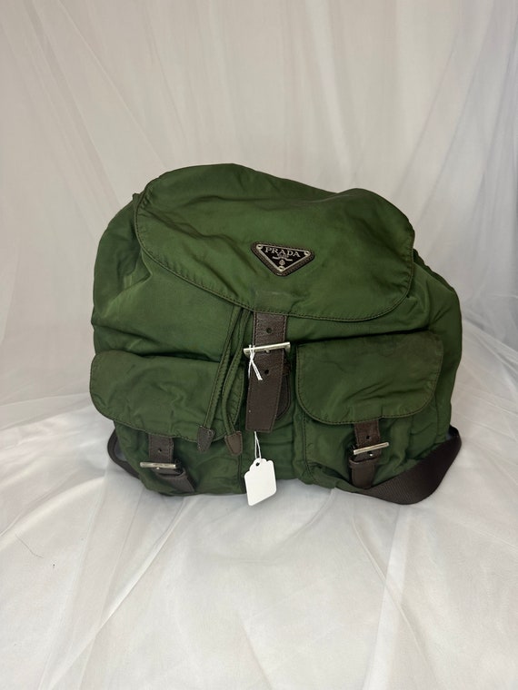 Authentic Prada vintage backpack in army green can