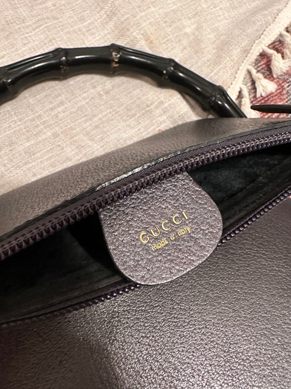 Authentic Gucci black leather with bamboo handle … - image 9