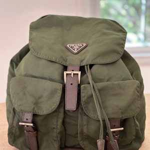 Authentic Prada vintage backpack in army green canvas