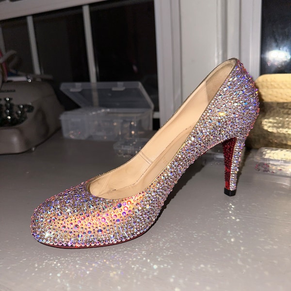 Strass Swarovski personnalisés authentiques talons Christian Louboutin