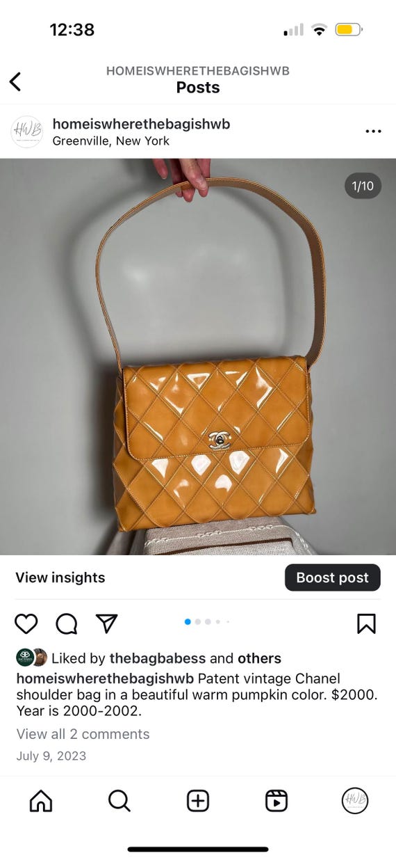 Chanel vintage patent bag hotsell