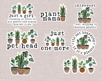 8 Waterproof Funny Plant Sticker Set
