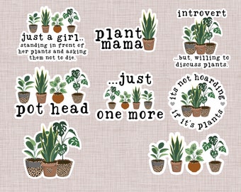 8 Waterproof Funny Plant Sticker Set