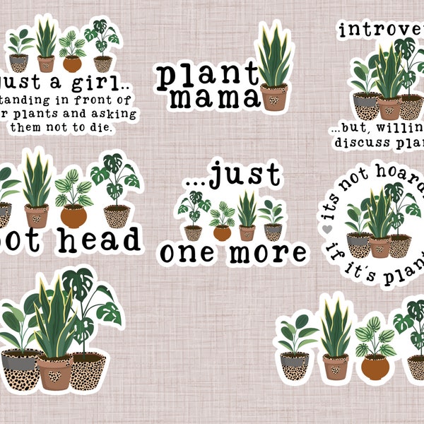 8 Waterproof Funny Plant Sticker Set