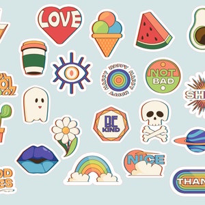 22 Mini Vinyl Retro Patch Sticker Set