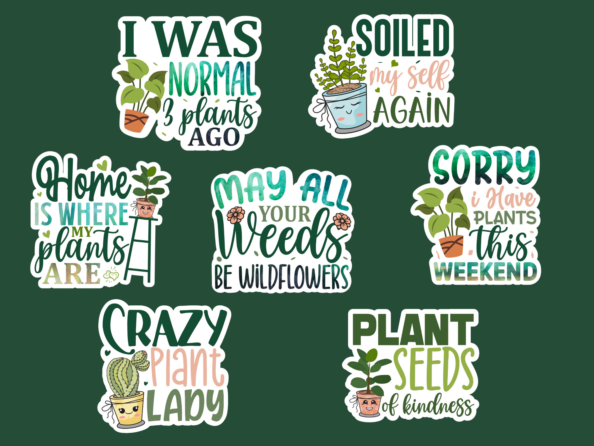 7 Funny Plant Lady Stickers