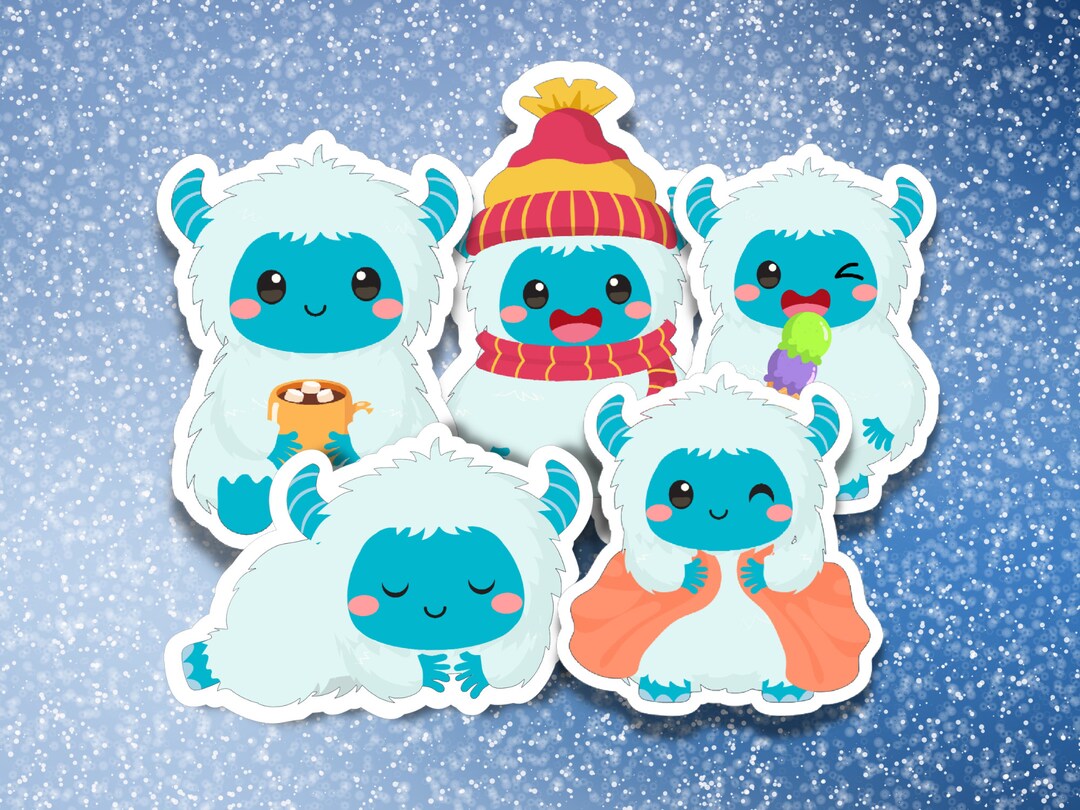 5 Kawaii Yeti Sticker Pack Etsy