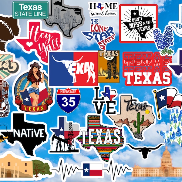 30 Texas Lone Star State Stickers