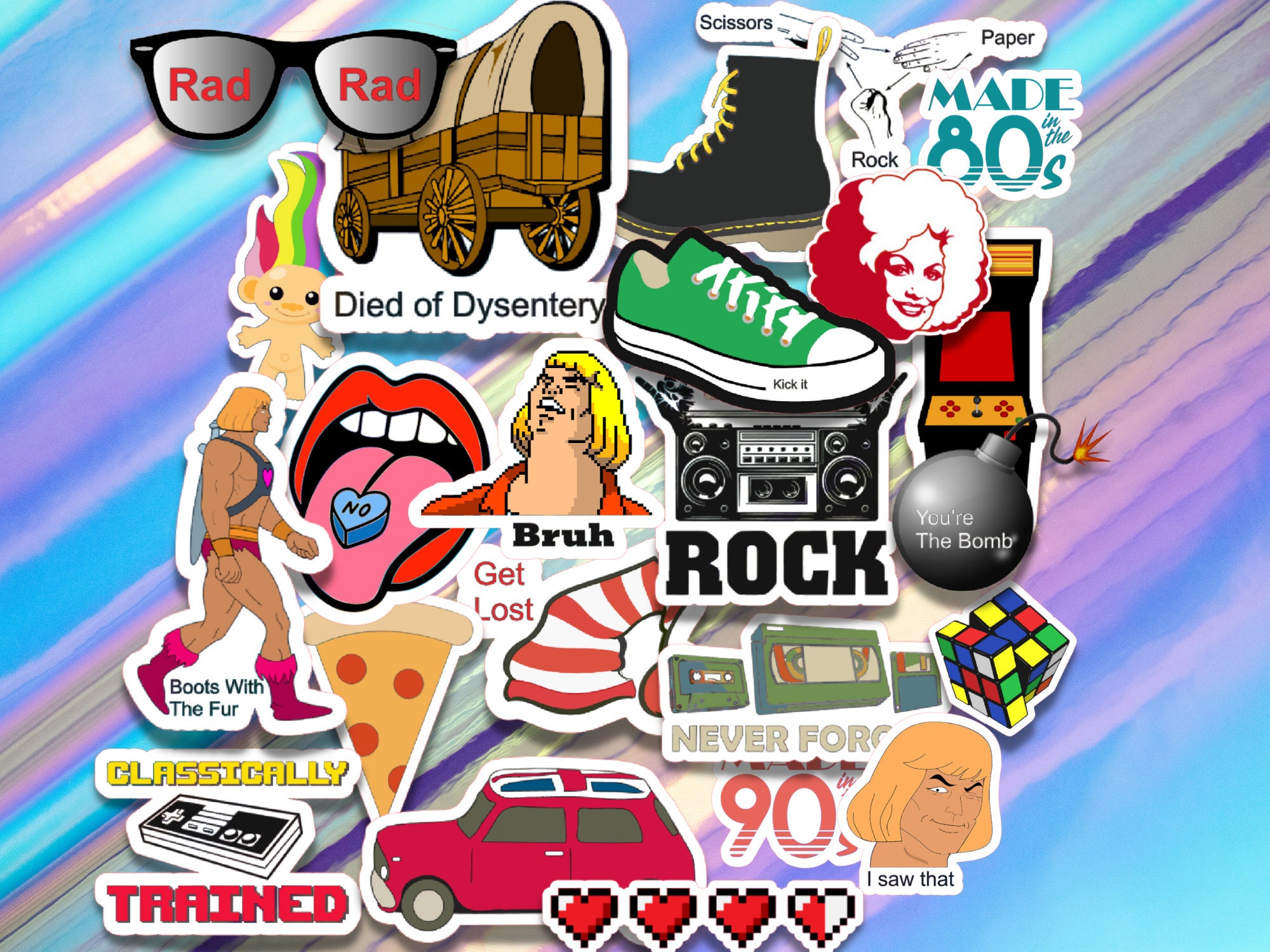 20 Sticker Set 80s & 90s 