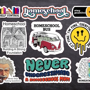 9 Retro Style Homeschool Sticker Set
