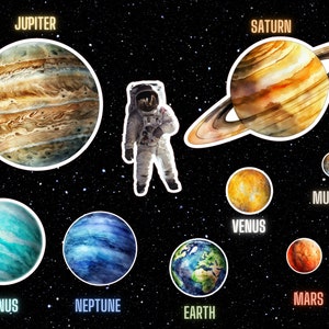 9 Vinyl Solar System Stickers Set