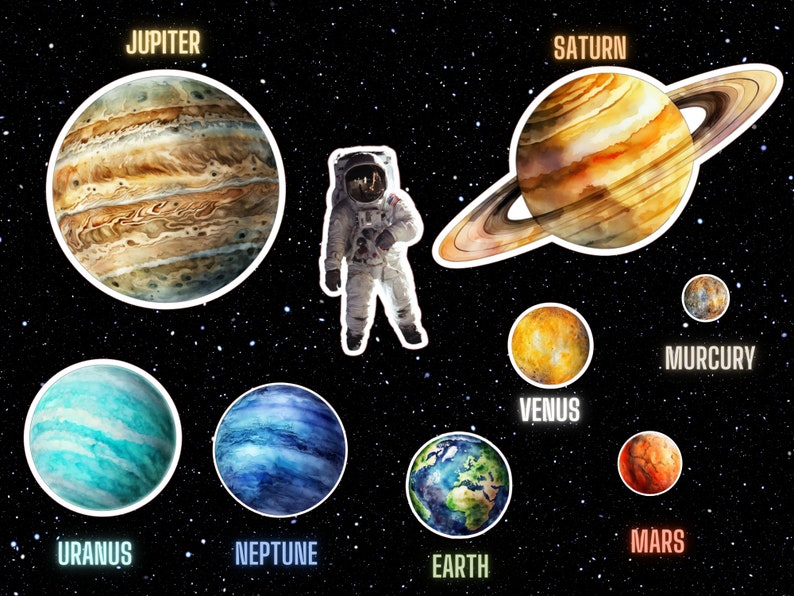 9 Vinyl Solar System Stickers Set Etsy