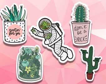 5 Cute Out of This World Plant Stickers Set