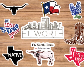 Pie. Conjunto de pegatinas Worth Texas Lone Star State