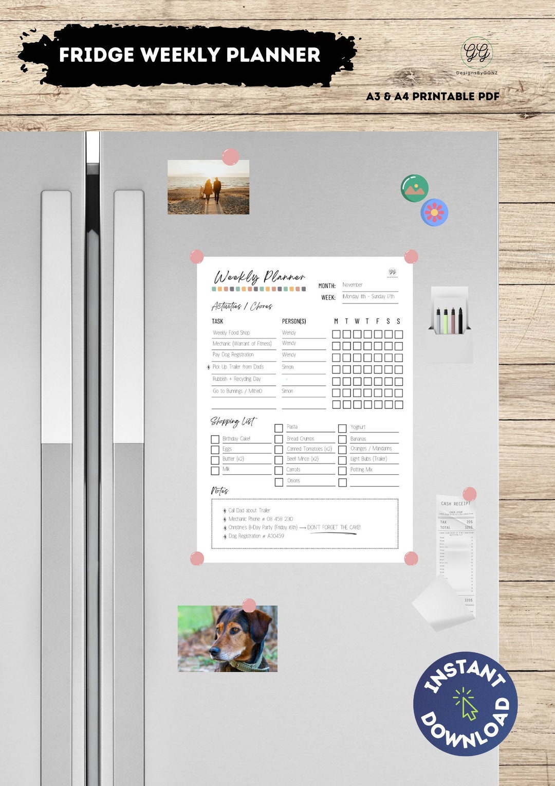 Fridge Weekly Planner A3 & A4 Printable PDF Etsy — free download