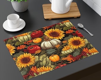 Sunflower and Pumpkin Placemat,  Fall  Placemat, Autumn, Thanksgiving Placemat,   Housewarming, New home Gift,  Gift for Her, Gift for Mom