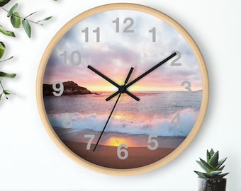 Beach Sunset, Ocean Sunset, Beach Sunset Wall Clock, Housewarming Gift, Gift for Mom, New Home Gift