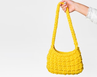Chunky Bag Knitting Pattern, DIY Shoulder Bag (PDF Pattern)