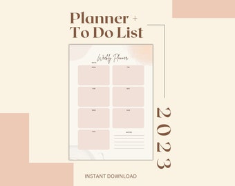 Printable To Do List | Daily and Weekly Pdf Planner Checklist | Minimal To Do List Printable | A4/A5/Letter Printable and Fillable PDF |