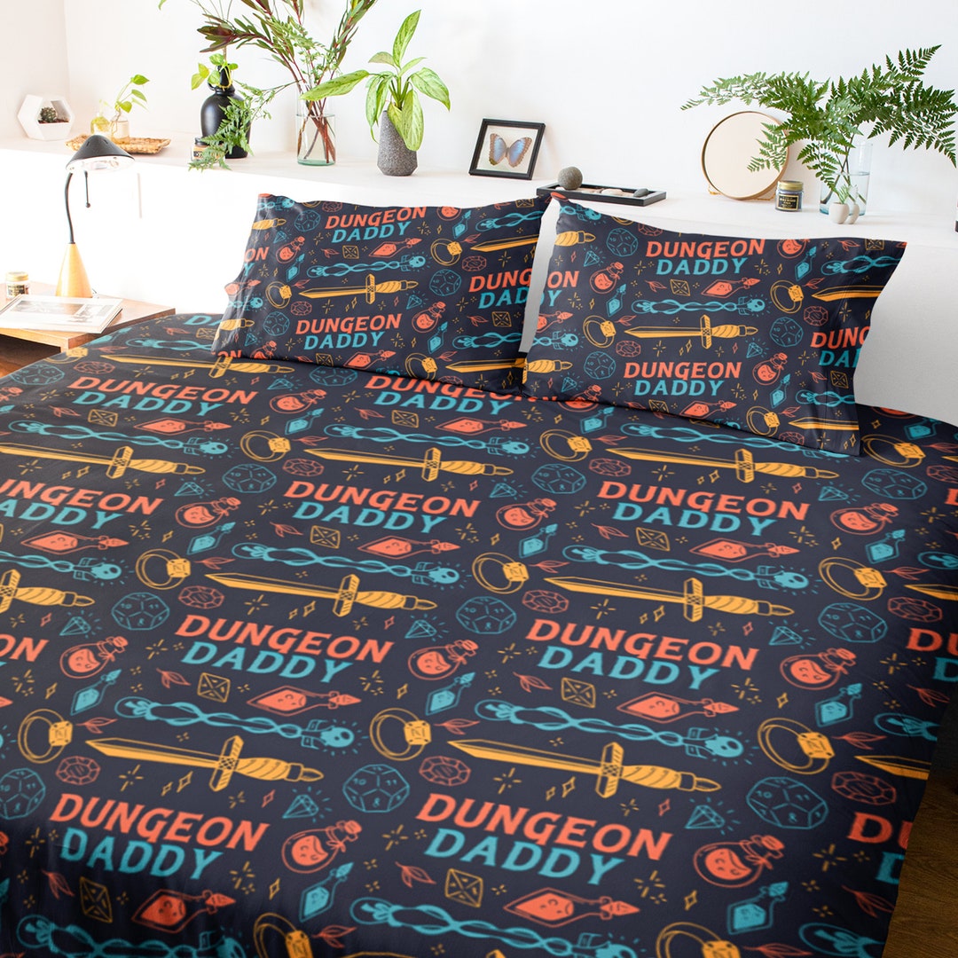 Dnd Ttrpg Bedding Dungeon Daddy Pattern 3 Piece Bedding Set Etsy