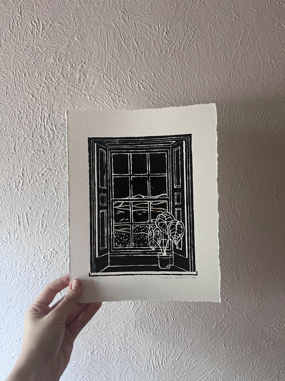 Original Single Line Contour Drawings on Handmade White Deckle Edge Paper Original Single Line Contour Drawings on Handmade White Deckle Edge Paper