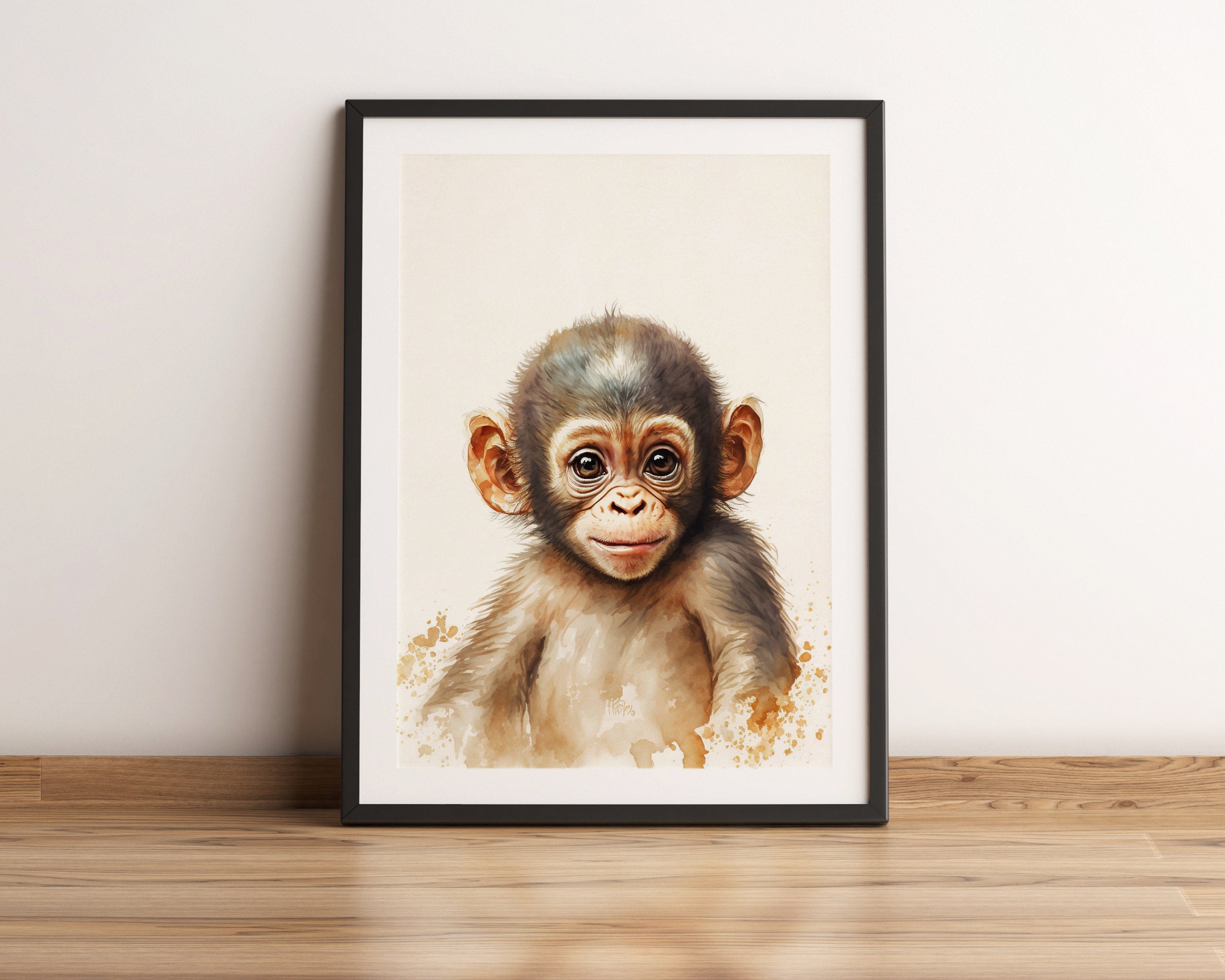 Monkey Printable Wall Art / Nursery Wall Decor / Watercolor Monkey Painting  / Baby Animal Print / Safari Nursery Art / PRINTABLE A3 - Etsy