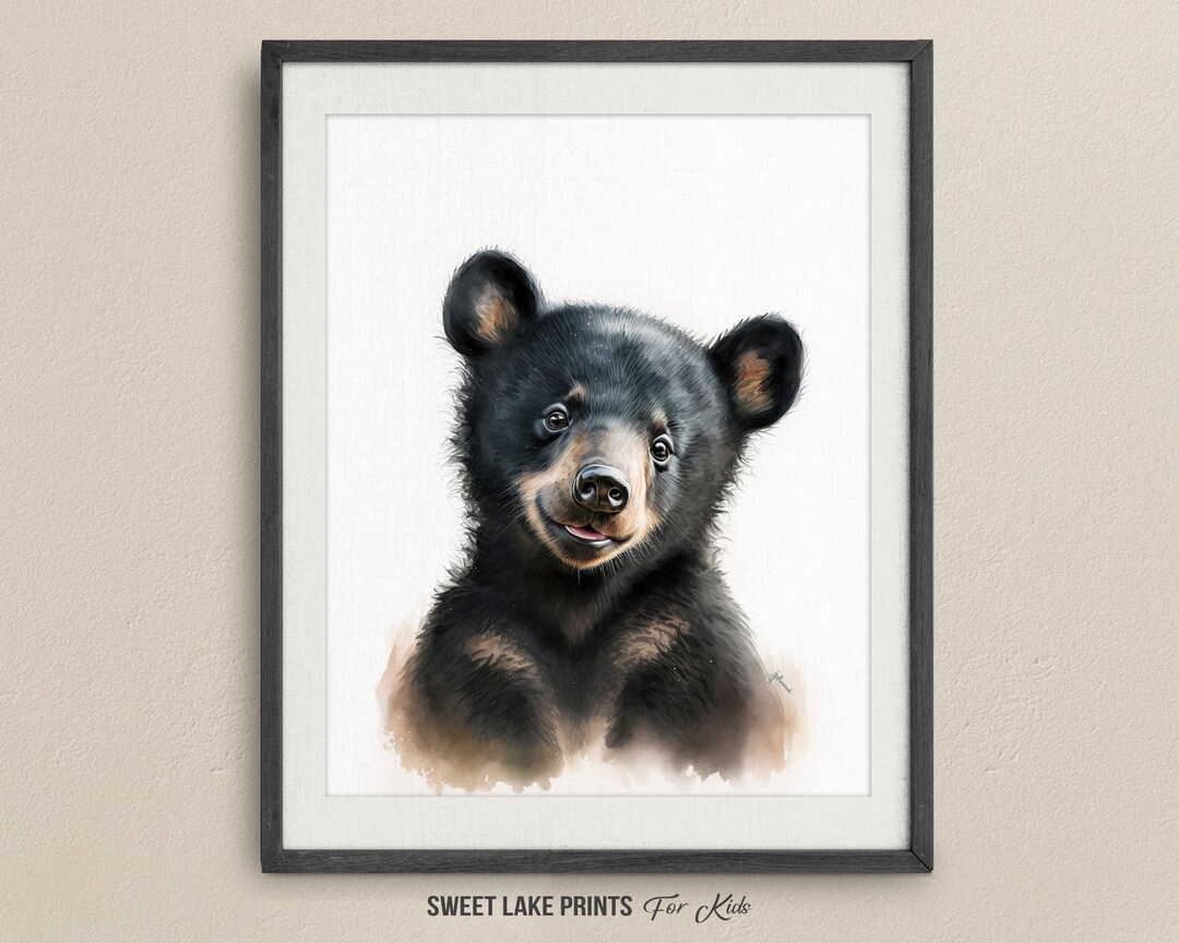 Black Bear Printable Wall Art / Nursery Wall Decor / Watercolor Black