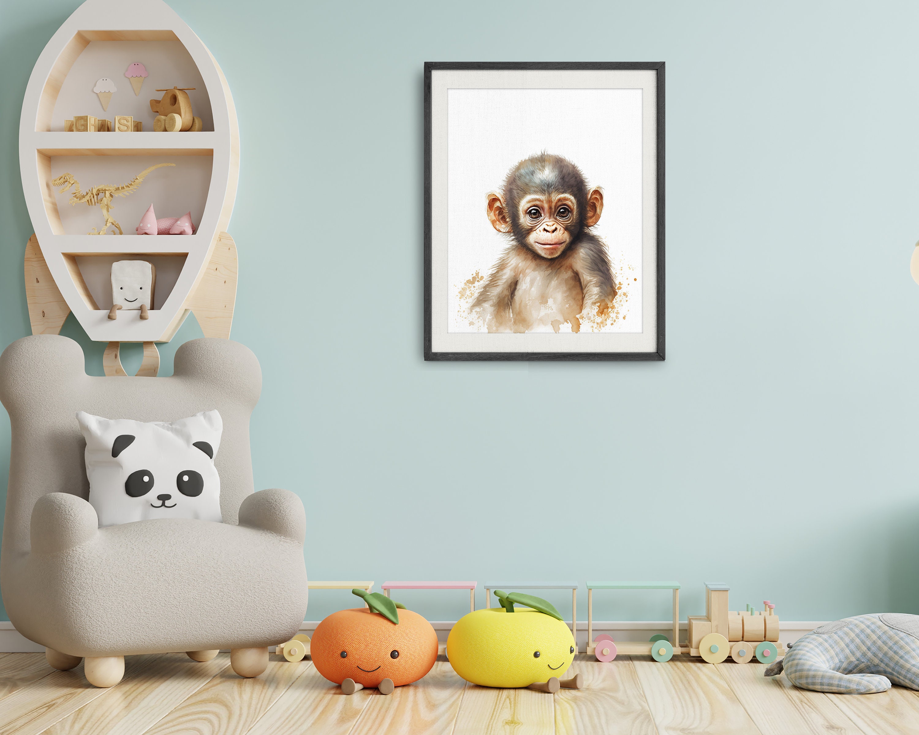 / Wall Print Decor / Watercolor A3 PRINTABLE Monkey Printable Nursery - Baby / Etsy Wall Art Art Safari / Nursery Monkey Animal Painting /