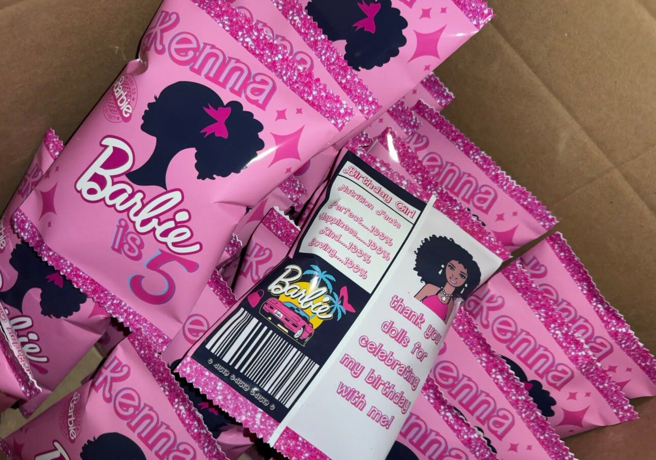 Black Barbie Party Favor Chip Bag Etsy