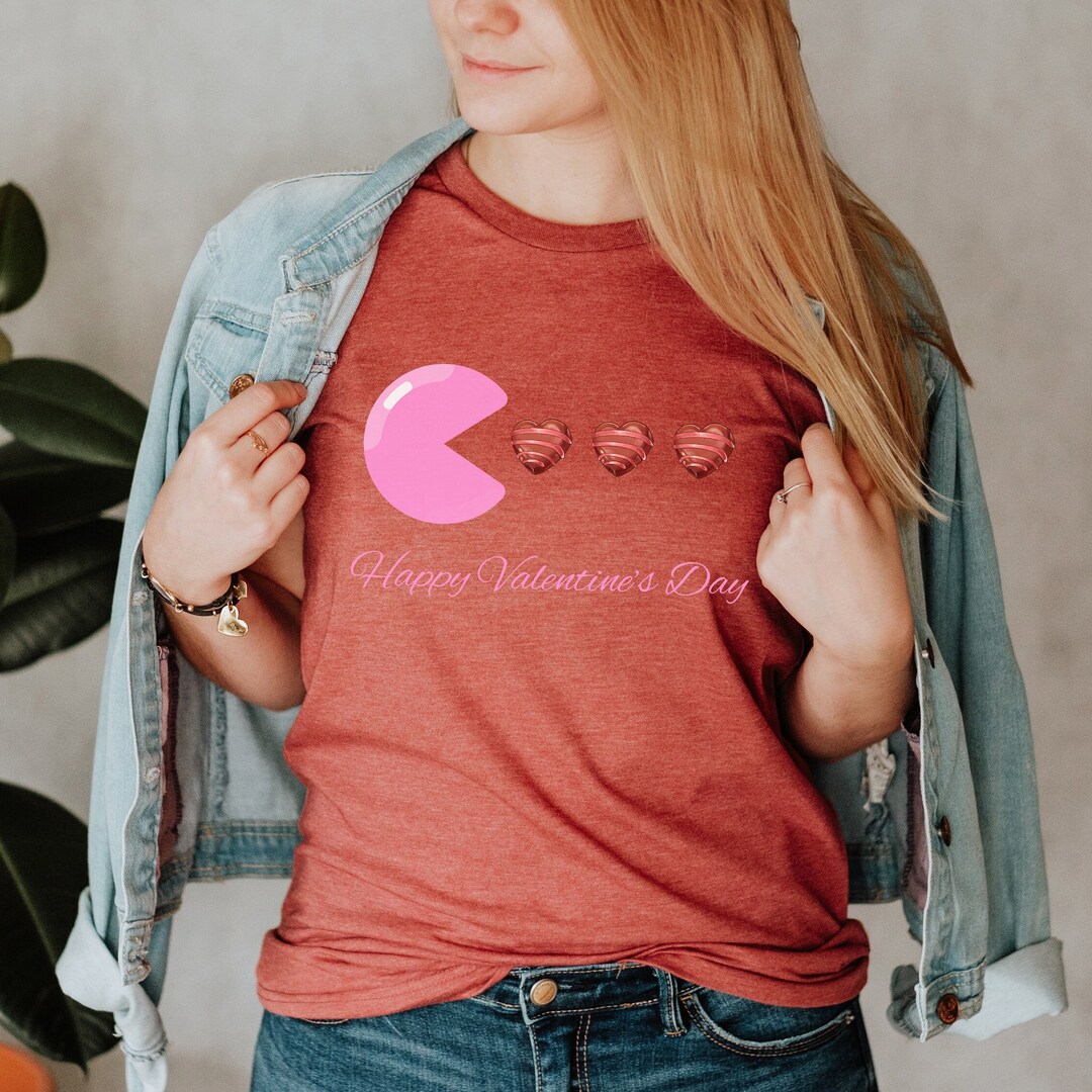 Pacman Valentine's Day Candies T-shirt Retro Arcade Game Tshirt for ...