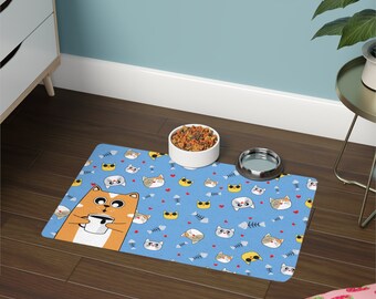 Cat Food Mat, Cute Pet Mat, Funny Food Mat, Christmas Gift for Cat, Pet Gifts, Cat Owner Kitchen Decor, Kitty Placemat
