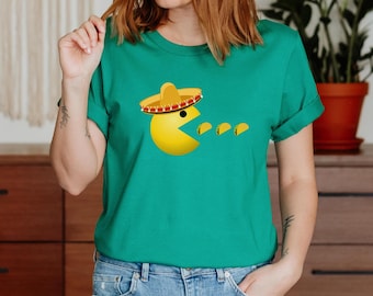 Pac-Man Taco Tuesday T-Shirt - Foodie Gift for Her, Gamer Shirt, Retro Video Game Apparel, Funny Tee