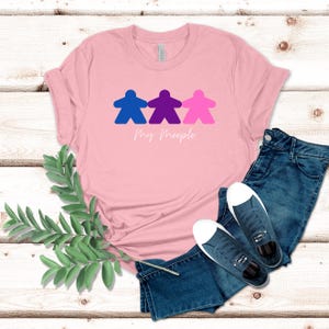 My Meeple T-Shirt - Gift for Her, Cute Board Game Night Shirt, Meeple Game Night Tee, Blue Purple Pink Meeple Boardgame TShirt