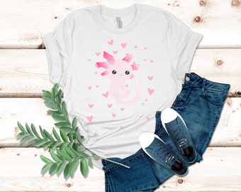 Axolotl Hearts T-Shirt - Cute Animal Graphic Tee