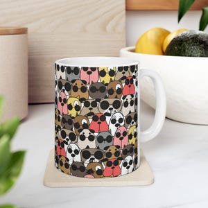 Cool Doggie Sunglasses Ceramic Mug - Funny Pet Lover Gift, Cute Animal Coffee Cup, Dog Cartoon Coffee Mug