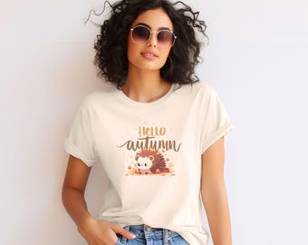 Autumn Hedgehog Graphic Tee - Cozy Fall Colors