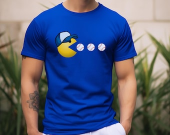 Pac-Man Baseball Tee - Retro Video Game T-Shirt, Sports Lover Shirt, Gift for Him, Baseball Athletic Apparel