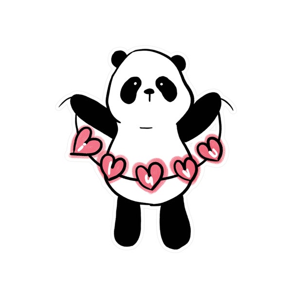 I Luv U Panda Bear Hearts Sticker Cute Valentine's Day Panda Laptop Sticker I Love You Hearts Panda Bear Heart Sign Vinyl Die Cut Decal