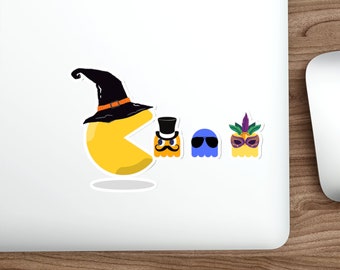 Halloween Pacman Vinyl Sticker: Retro Arcade Video Game Decal