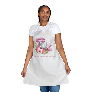 Let&#39;s Bake the World a Better Place Floral Baking Apron - Perfect Gift for Chefs, Home Bakers, Cooking Enthusiasts, and Baking Holidays