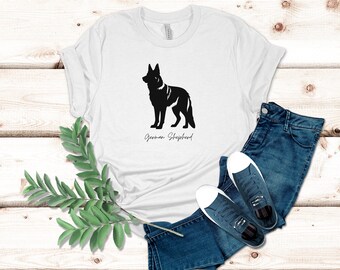 German Shepherd T-Shirt - GSD Dog Silhouette T Shirt, Gift for Dog Lover