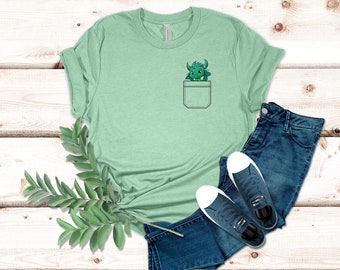 Pocket Dragon T-Shirt - Cotton Tee for Her