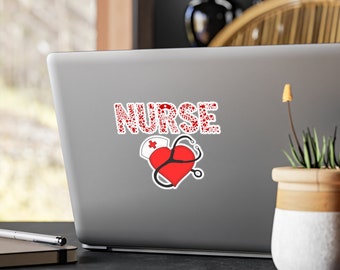 Nurse Heart Vinyl Decal: Nursing Laptop Sticker, Water Bottle Decal