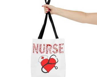 Nurse Tote Bag: Heart Design - Durable Polyester Canvas