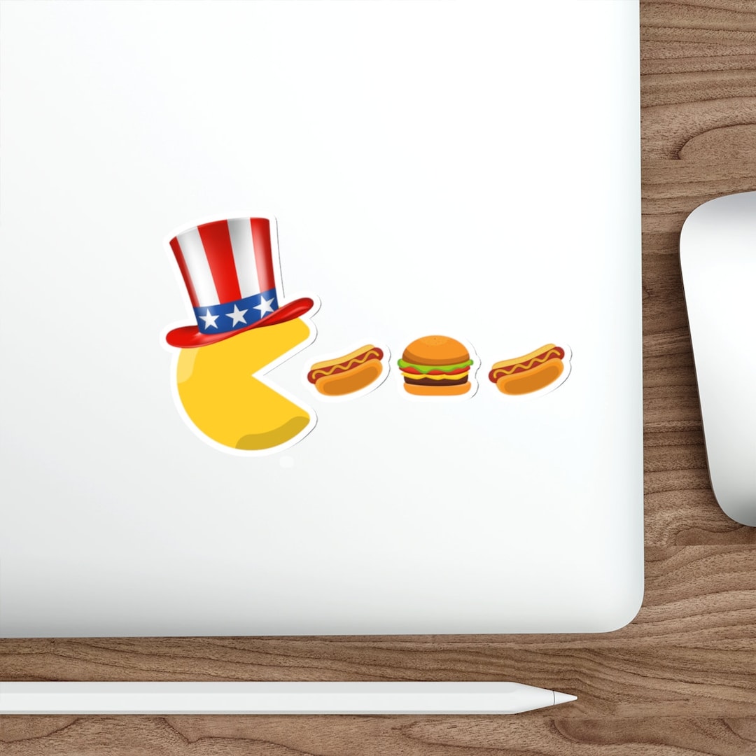 Uncle Sam Pac Patriotic Pac-man Vinyl Sticker: Uncle Sam Retro Arcade Decal (water ...